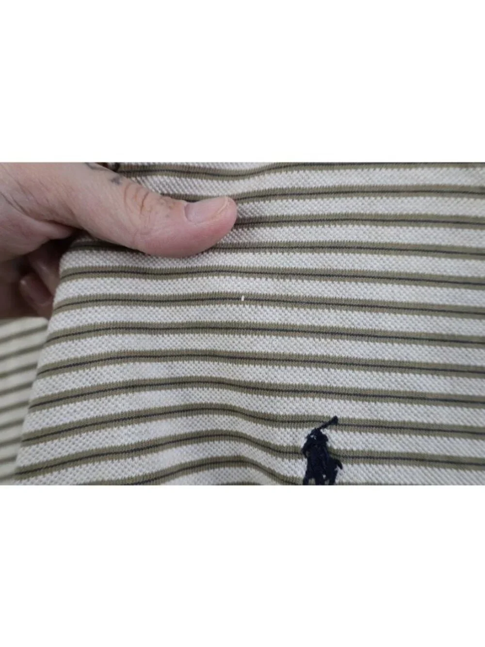 Vintage 90s Ralph Lauren Mens Large Distressed Striped Knit Golf Polo Shirt